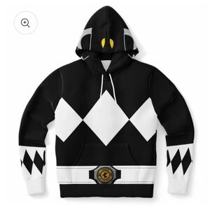 NWT Adult MMPR 'Black Ranger' Pullover Hoodie M‎ Y82